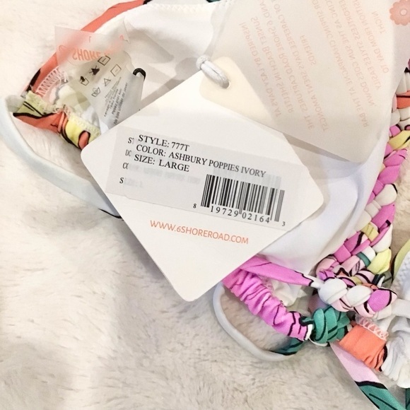 6 Shore Road NWT Size Large Ashbury Poppies Bikini Swimsuit Top New With Tags - Picture 6 of 9